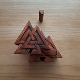 Hand Carved Wooden Trinket Jewellery Puzzle Box, Norse Viking Valknut
