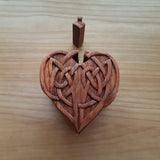 Hand Carved Wooden Trinket Jewellery Puzzle Box, Celtic Love Heart