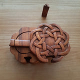 Hand Carved Wooden Trinket Jewellery Puzzle Box, Round Celtic Flower