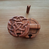 Hand Carved Wooden Trinket Jewellery Puzzle Box, Round Celtic Knotwork