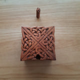 Hand Carved Wooden Trinket Jewellery Puzzle Box, Square Celtic