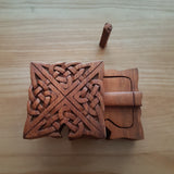 Hand Carved Wooden Trinket Jewellery Puzzle Box, Square Celtic