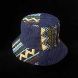 Navy Blue Hill Tribe Festival Patchwork Bucket Hat | SHRINE HATS