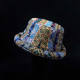 Blue Yellow Hill Tribe Festival Roll Hat | SHRINE HATS - SHRINE