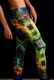 Women's Fractal Blaze Print Stretch Yoga Festival Rave Leggings