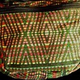 Green Red Diamond Printed Cotton Pocket Bumbag Belt | Shrine