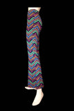 Women's Boho Multicoloured Rainbow Zig Zag Print Flared Trousers | SHRINE CLOTHING - SHRINE