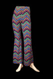 Women's Boho Multicoloured Rainbow Zig Zag Print Flared Trousers | SHRINE CLOTHING - SHRINE