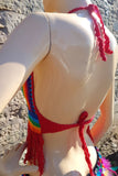 Festival Summer Red Rainbow Crochet Top
