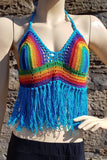Sexy Festival Summer Rainbow Turquoise Crochet Top One Size -  SHRINE Clothing