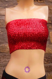 Sequin Boob Tube Disco Sparkly Red | SHRINE CLOTHING