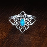 Blue Opalite Celtic Silver Ring