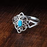 Blue Opalite Celtic Silver Ring