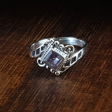 Square Shaped Cut Amethyst Silver Ring