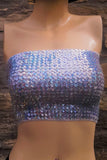 Sequin Boob Tube Silver Glitter Disco  | SHRINE CLOTHING