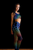Women's Cosmic Web Print Stretch Yoga Festival Rave Beach Crop Top | Shrine Clothing - SHRINE