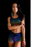 Women's Cosmic Web Print Stretch Yoga Festival Rave Beach Crop Top | Shrine Clothing - SHRINE