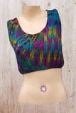 Women's Tie Dye Teal Blue Multi Coloured Lattice Crop Top SHRINE