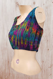 Women's Tie Dye Teal Blue Multi Coloured Lattice Crop Top SHRINE