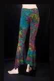 Women's Boho Teal Multicoloured Tie Dye Flared Trousers | SHRINE CLOTHING - SHRINE