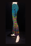 Women's Boho Teal Multicoloured Tie Dye Flared Trousers | SHRINE CLOTHING - SHRINE