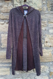 Brown Boho Long Coat Cardigan with Medieval Hood Shrine