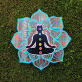 Hand Carved Painted Wood Buddha Mandala Chakra Wall Plaque Yoga Meditation
