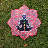 Hand Carved Painted Wood Buddha Mandala Chakra Wall Plaque Yoga Meditation