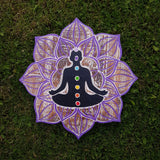 Hand Carved Painted Wood Buddha Mandala Chakra Wall Plaque Yoga Meditation