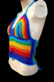 Festival Summer Rainbow Turquoise Crochet Top - Shrine Clothing